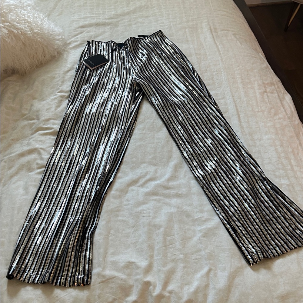 Striped sequin Black, gold and silver Two-Piece Outfit - Picture 3 of 7